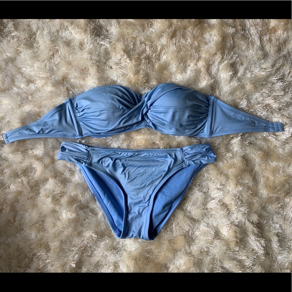 Light blue strapless bikini set